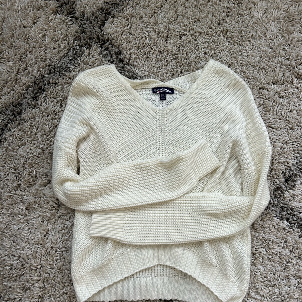 Freshman Cream V-Neck Sweater